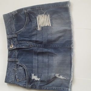 ELLE Denim Distressesd Mini Skirt - Size 2